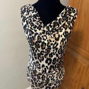 Sexy Cowl neck animal print top
